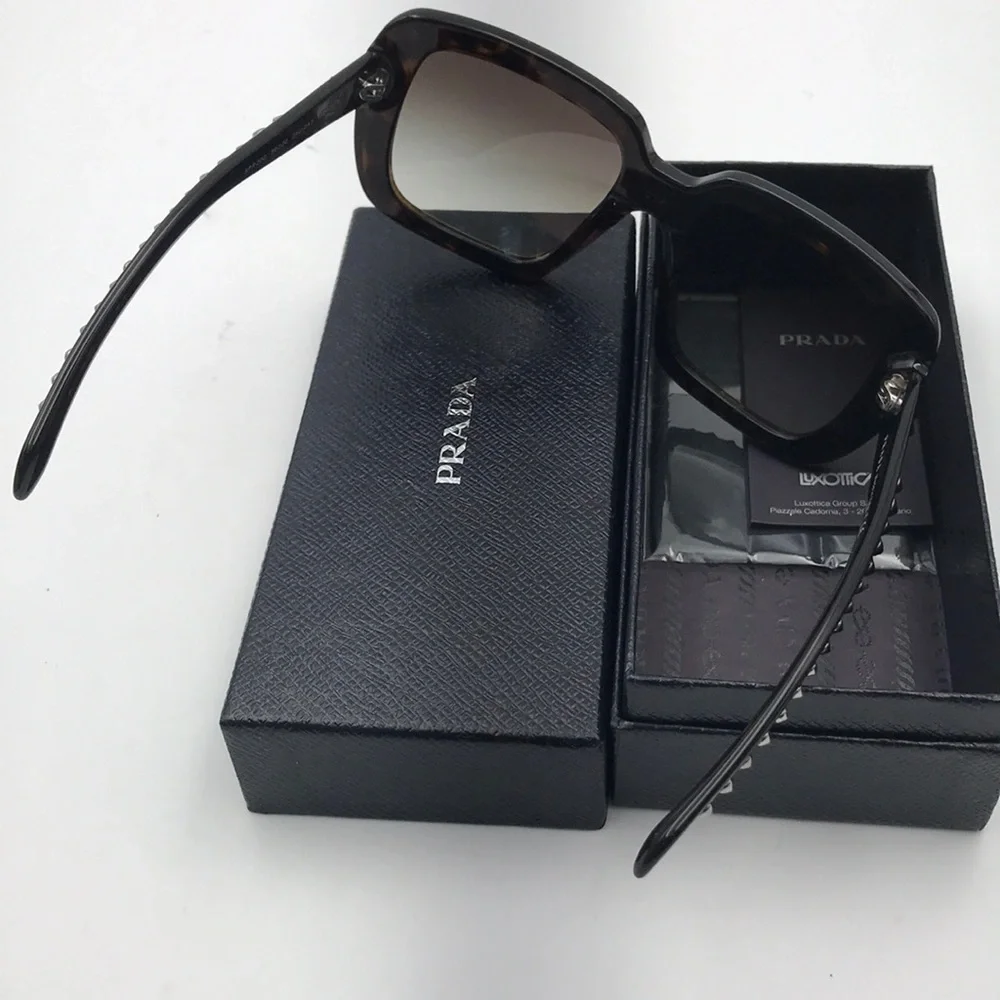 Prada Square Havana Studded Sunglasses